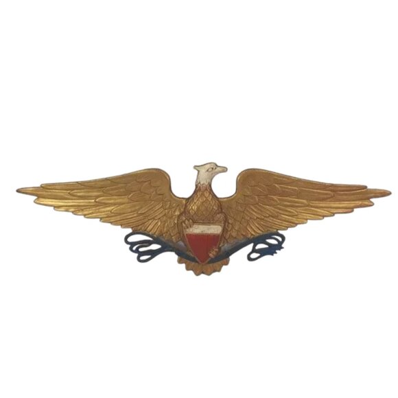 Vintage Midwest 40 inch Patriotic Bald Eagle w/ Shield Cast Wall Decoration - Picture 1 of 7